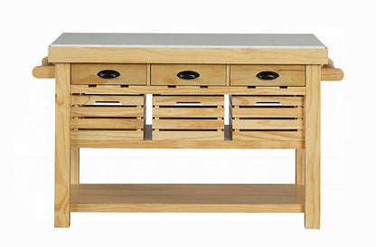 ACME Furniture - Grovaam Kitchen Island - Marble Top & Natural - AC00188 view 2