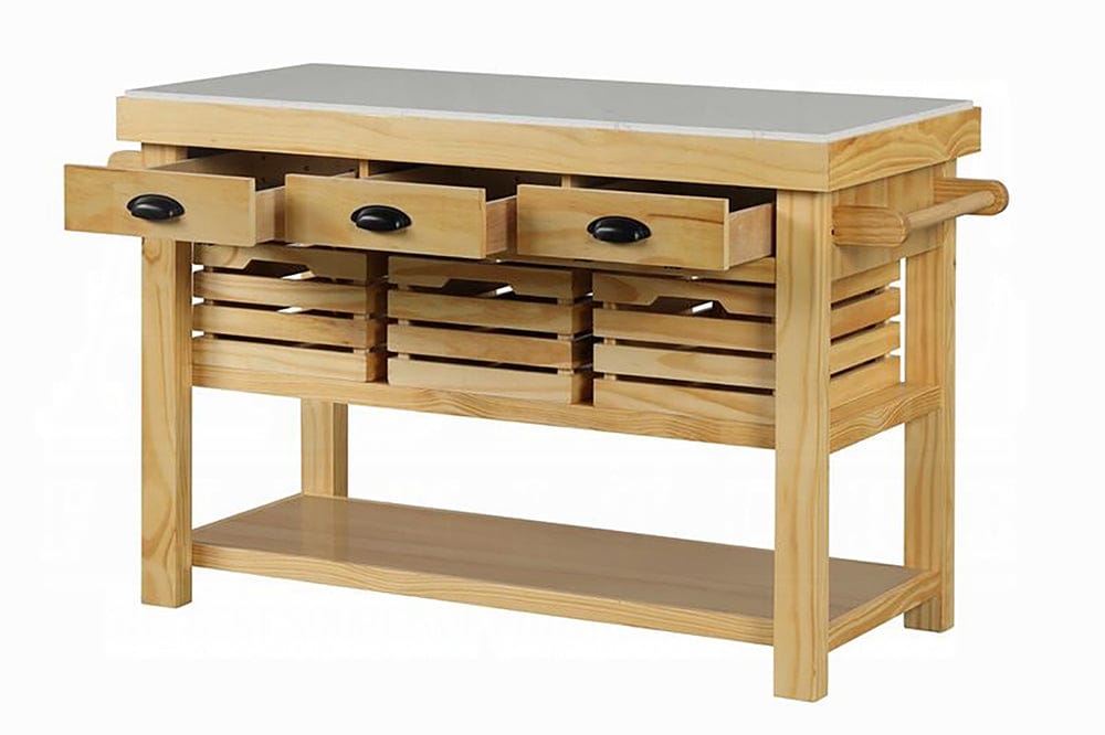 ACME Furniture - Grovaam Kitchen Island - Marble Top & Natural - AC00188 view 3