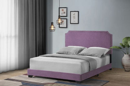 ACME Furniture - Haemon - Queen Bed - Light Synthetic Leatherrple Linen - 26750Q view 3