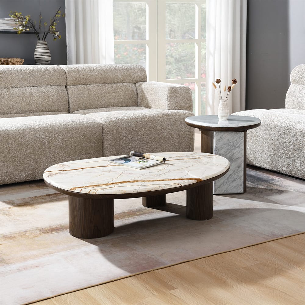 ACME Furniture - Haidar - Coffee Table w/Natural Marble - Natural Marble & Brown - LV04565 view 4