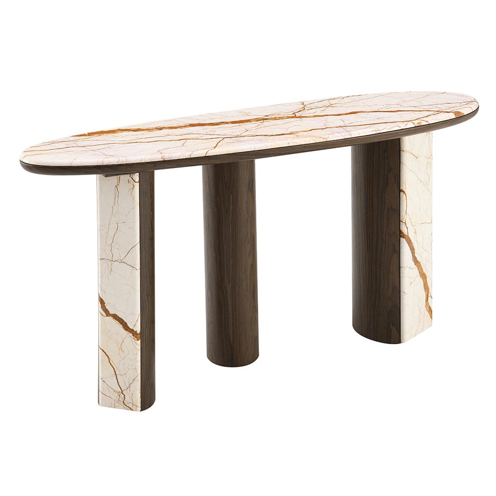 ACME Furniture - Haidar - Console Table W/Marble Top - Natural Marble & Brown - AC04567 view 1