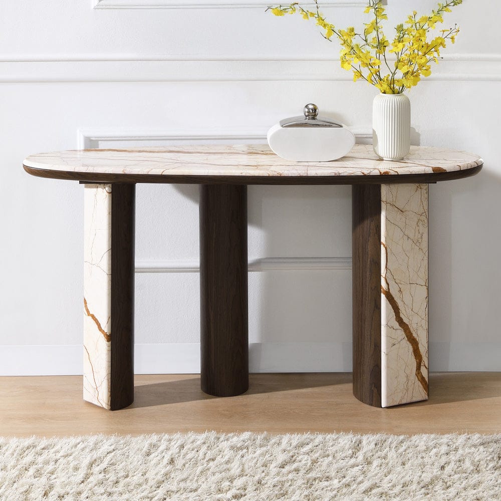 ACME Furniture - Haidar - Console Table W/Marble Top - Natural Marble & Brown - AC04567 view 4