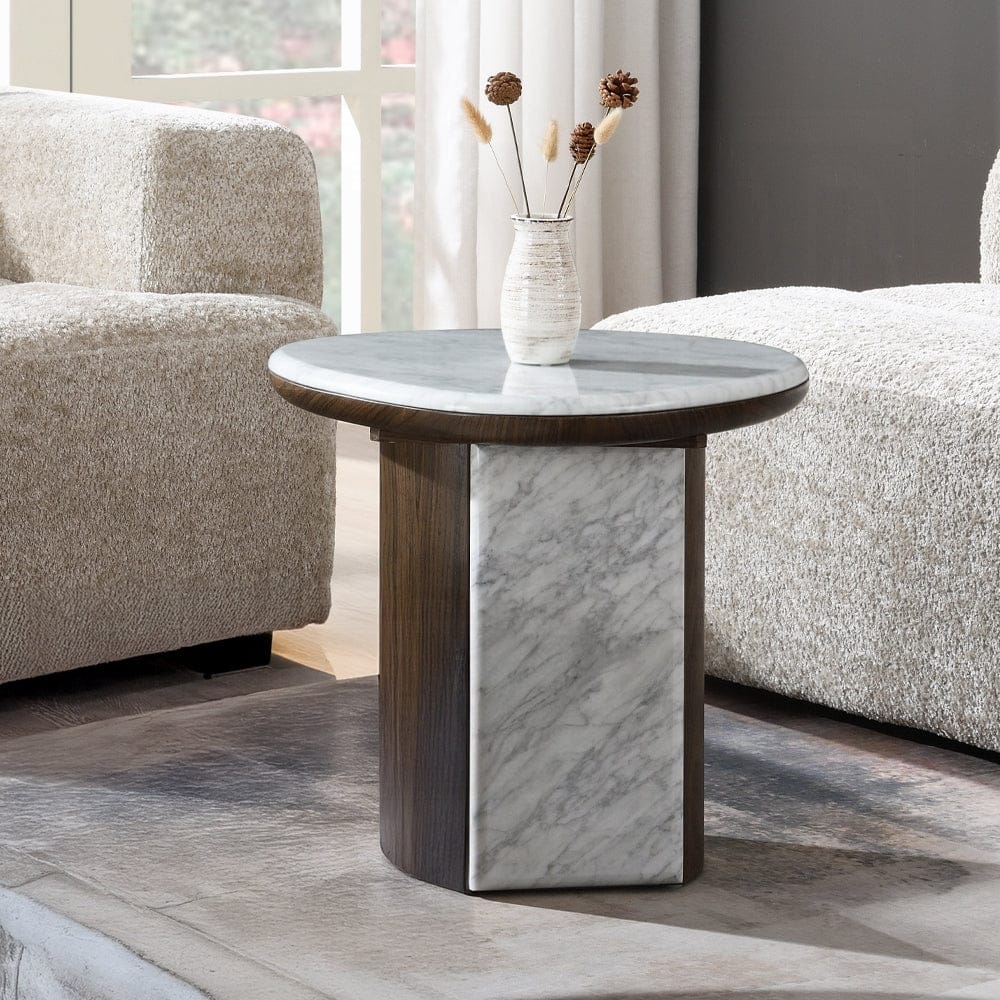 ACME Furniture - Haidar - End Table w/Natural Marble - Natural Marble & Brown - LV04566 view 4