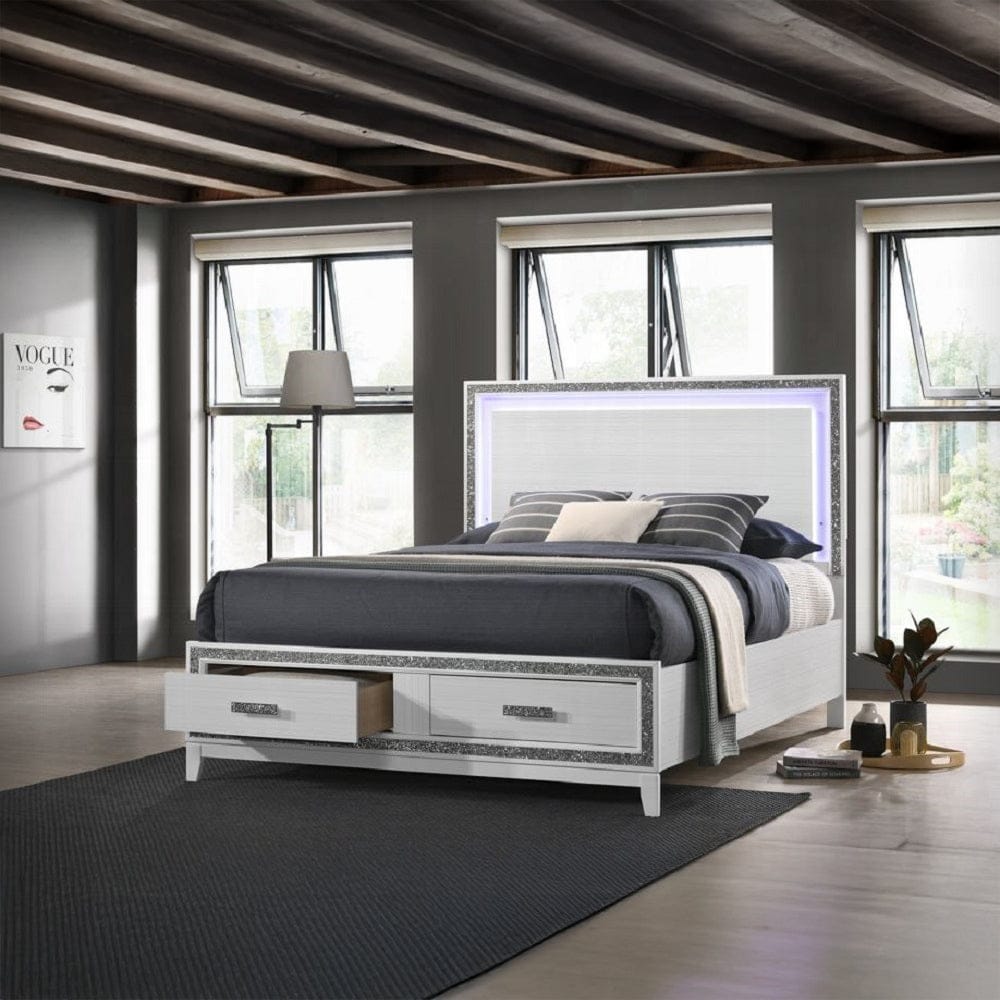 ACME Furniture - Haiden Eastern King Bed w/Storage - LED & White - BD01742EK view 1