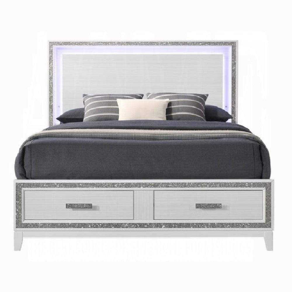 ACME Furniture - Haiden Eastern King Bed w/Storage - LED & White - BD01742EK view 4