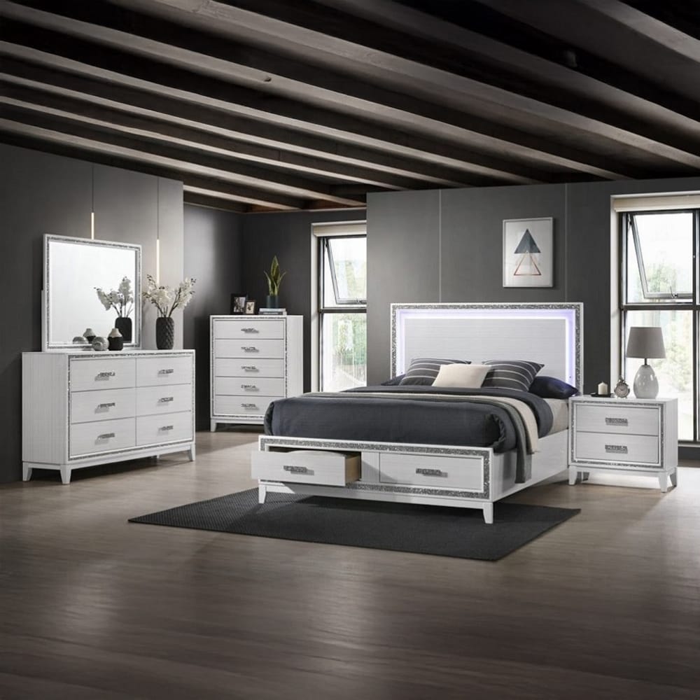 ACME Furniture - Haiden Eastern King Bed w/Storage - LED & White - BD01742EK view 7