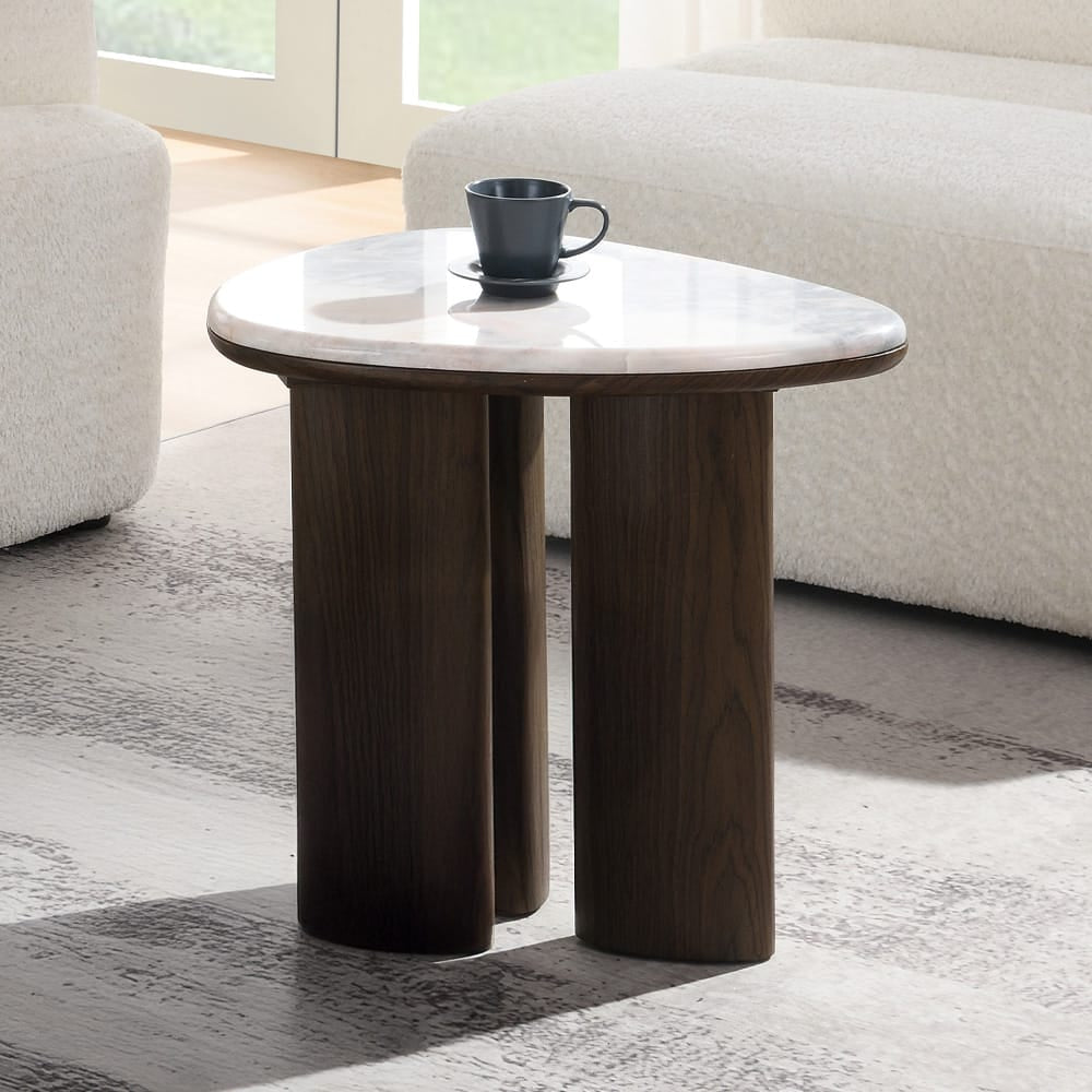 ACME Furniture - Hanale - End Table w/Natural Marble - Natural Marble & Brown - LV04576 view 4