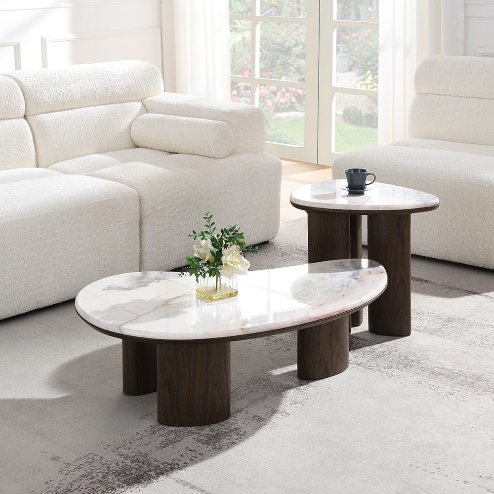 ACME Furniture - Hanale - End Table w/Natural Marble - Natural Marble & Brown - LV04576 view 5