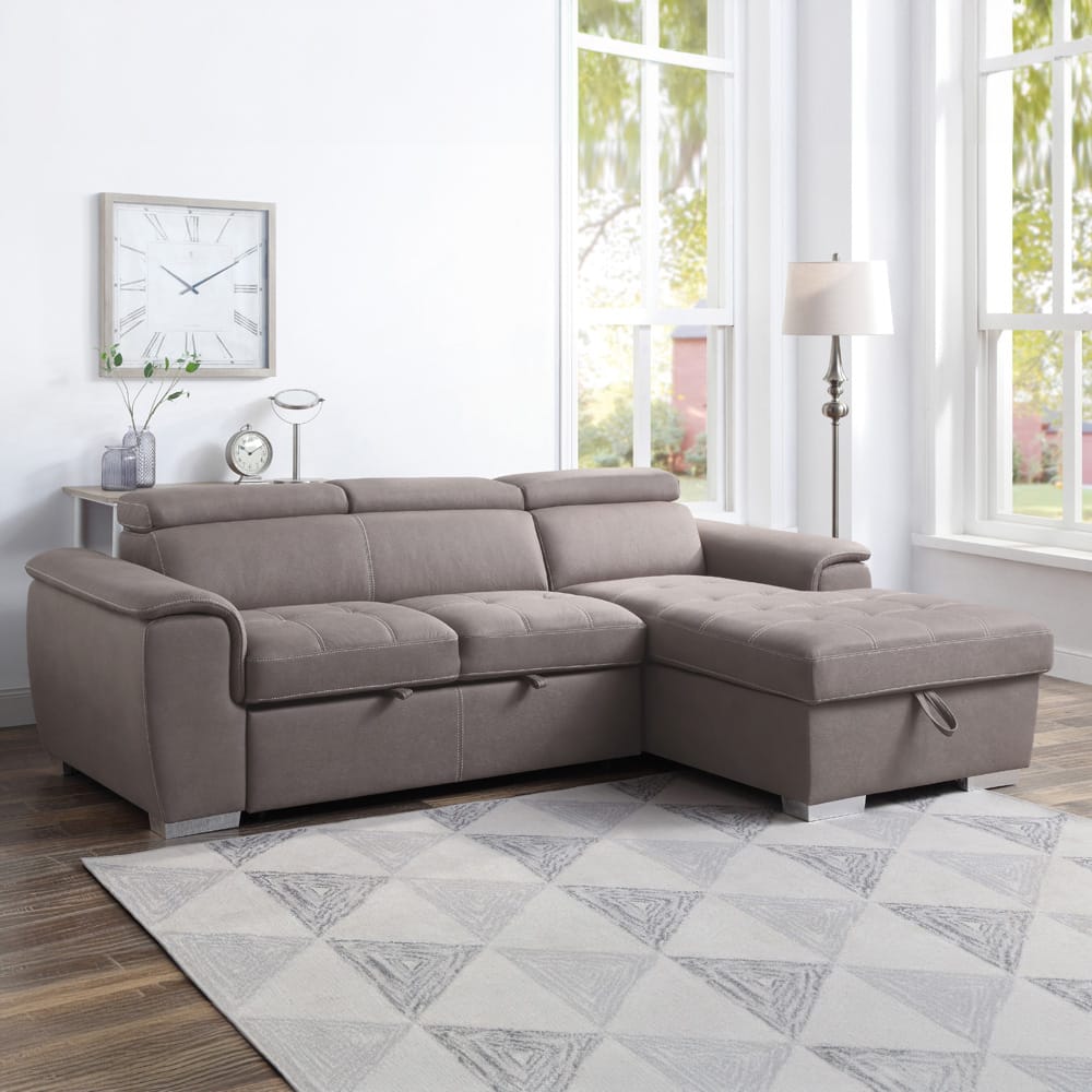 ACME Furniture - Haruko - Sectional Sofa w/Storage - Light Brown Fabric - 55535 view 7