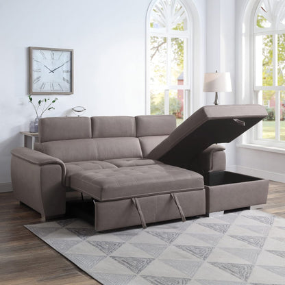 ACME Furniture - Haruko - Sectional Sofa w/Storage - Light Brown Fabric - 55535 view 8