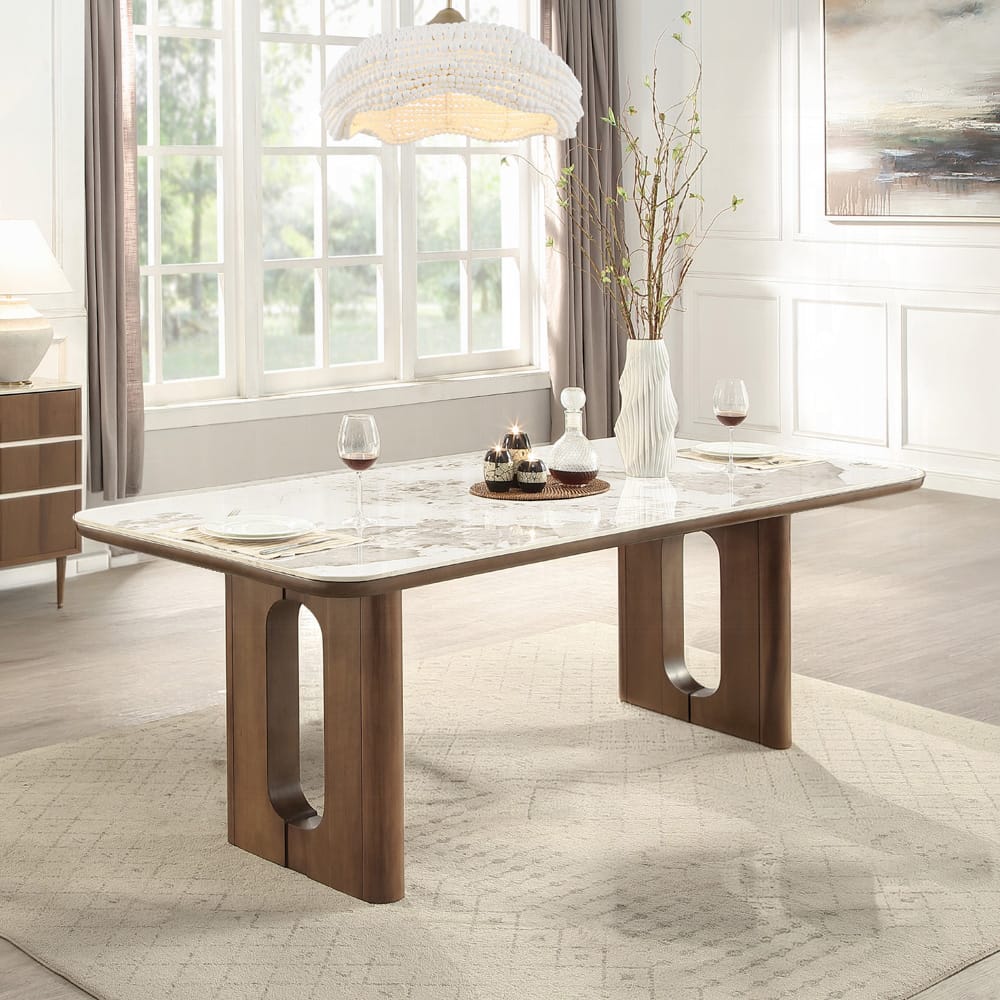 ACME Furniture - Harvey - Dining Table w/Ceramic Top - Ceramic Top & Walnut  - DN06130 view 4