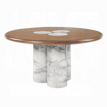 ACME Furniture - Harvey - Round Dining Table  - Engineered Stone & Brown  - DN06135 view 1