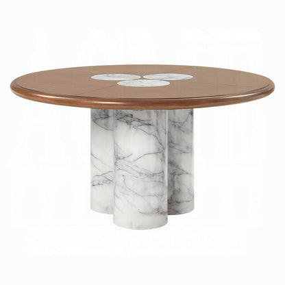 ACME Furniture - Harvey - Round Dining Table  - Engineered Stone & Brown  - DN06135 view 2