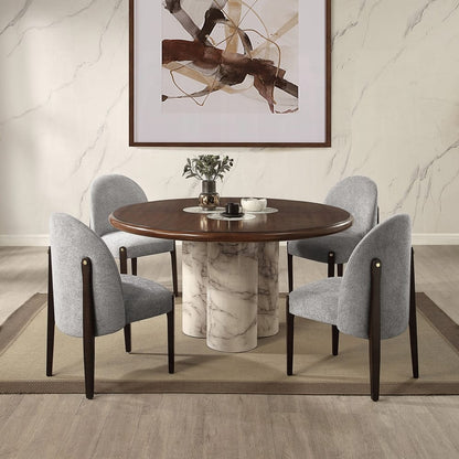ACME Furniture - Harvey - Round Dining Table  - Engineered Stone & Brown  - DN06135 view 5