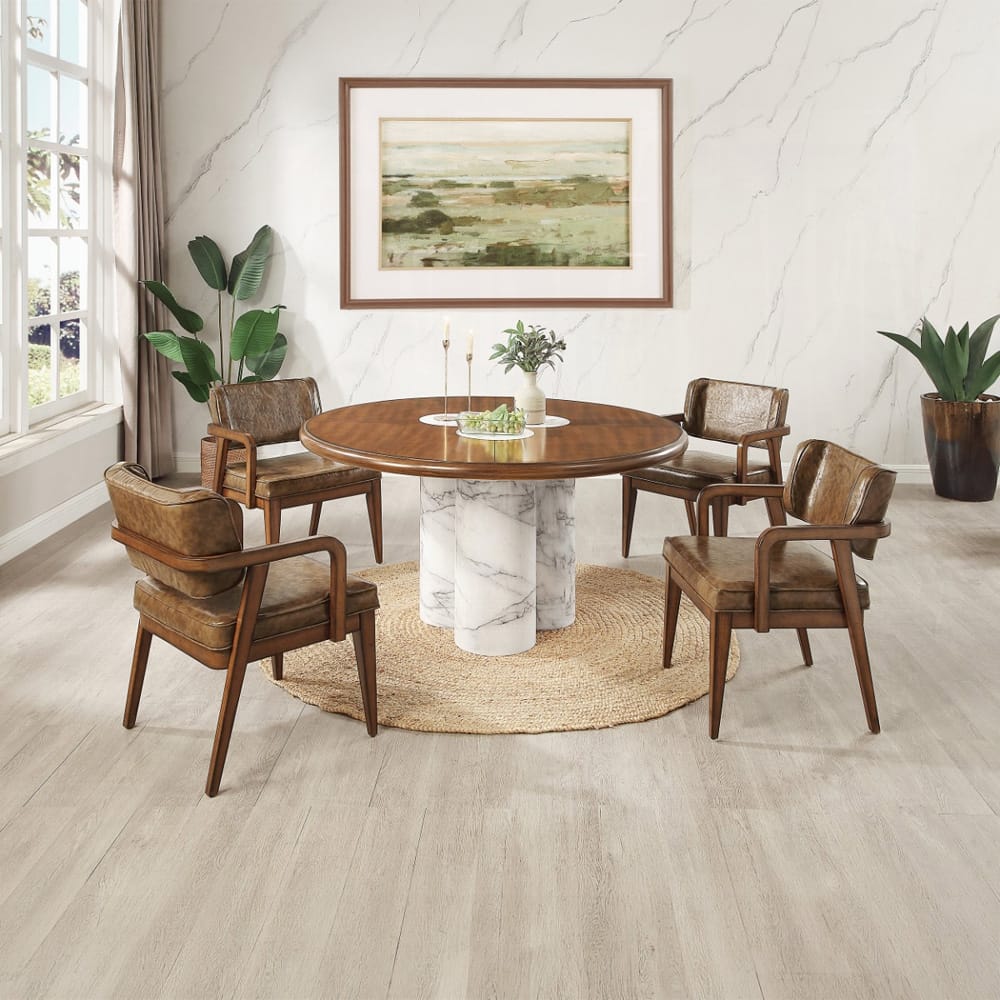 ACME Furniture - Harvey - Round Dining Table  - Engineered Stone & Brown  - DN06135 view 7