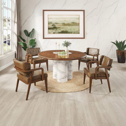 ACME Furniture - Harvey - Round Dining Table  - Engineered Stone & Brown  - DN06135 view 7