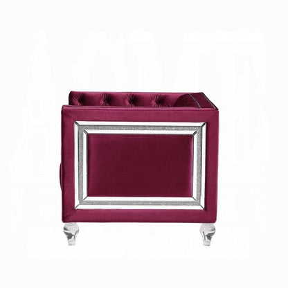 ACME Furniture - Heibero Loveseat w/2 Pillows - Burgundy Velvet - LV01401 veiw 3