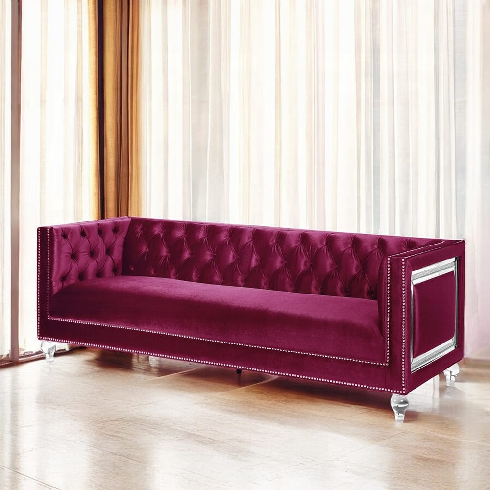 ACME Furniture - Heibero Sofa w/2 Pillows - Burgundy Velvet - LV01400 view 5