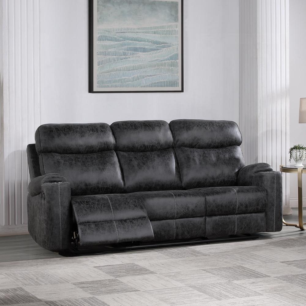 ACME Furniture - Hirah Motion Sofa - Dark Gray Polish Microfiber - LV02570 veiw 5