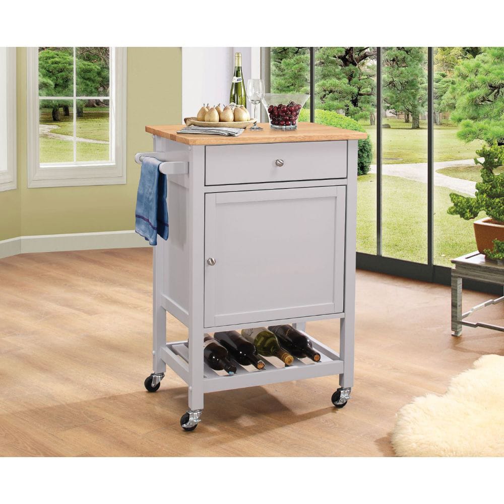 ACME Furniture - Hoogzen - Kitchen Cart - Natural & Gray - 98300 view 2