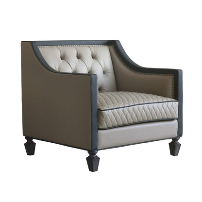 ACME Furniture - House Beatrice - Chair w/Pillow - Tan Synthetic Leather, Black Synthetic Leather & Charcoal Finish - 58817 view 1