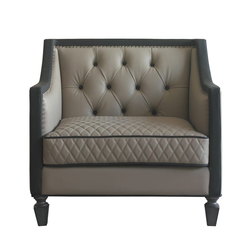 ACME Furniture - House Beatrice - Chair w/Pillow - Tan Synthetic Leather, Black Synthetic Leather & Charcoal Finish - 58817 view 2