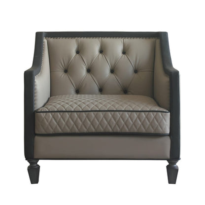 ACME Furniture - House Beatrice - Chair w/Pillow - Tan Synthetic Leather, Black Synthetic Leather & Charcoal Finish - 58817 view 2