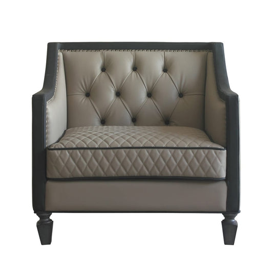ACME Furniture - House Beatrice - Chair w/Pillow - Tan Synthetic Leather, Black Synthetic Leather & Charcoal Finish - 58817 view 2