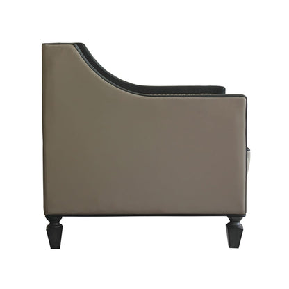 ACME Furniture - House Beatrice - Chair w/Pillow - Tan Synthetic Leather, Black Synthetic Leather & Charcoal Finish - 58817 view 5