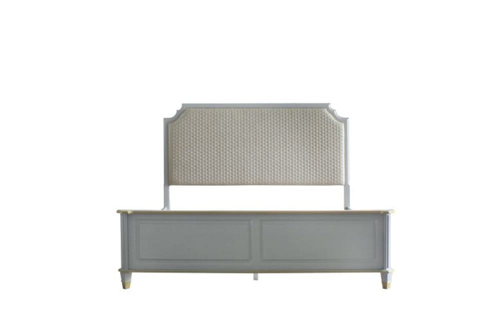ACME Furniture - House Marchese - Queen Bed - Two Tone Beige Fabric & Pearl Gray Finish - 28880Q view 8