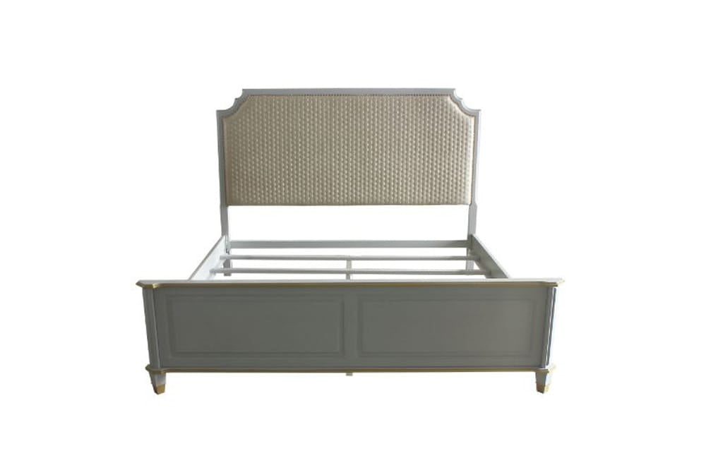 ACME Furniture - House Marchese - Queen Bed - Two Tone Beige Fabric & Pearl Gray Finish - 28880Q view 9