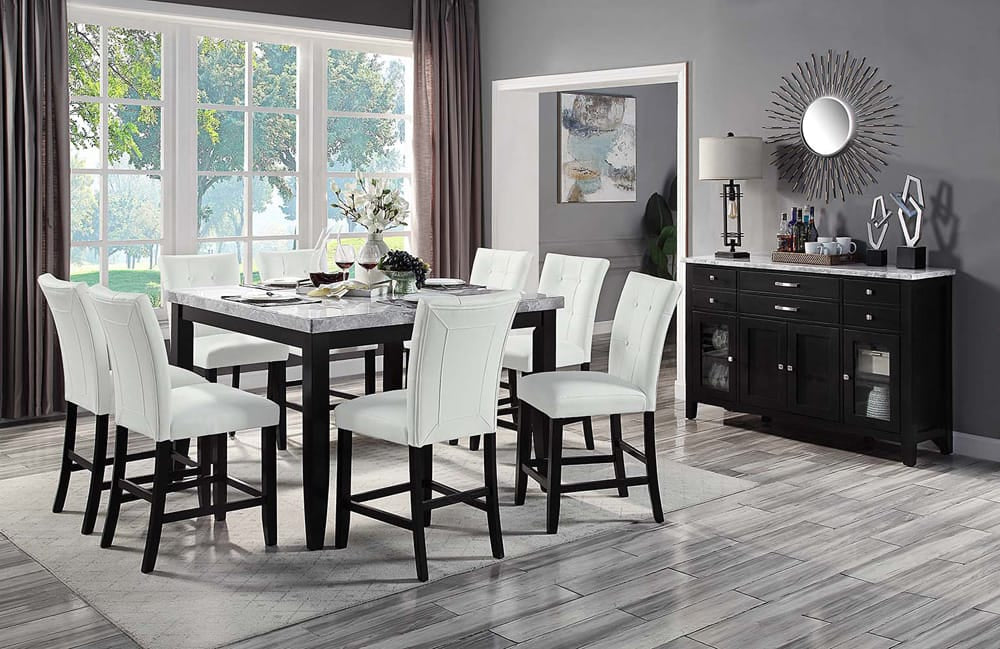 ACME Furniture - Hussein - Counter Height Table - Natural Marble & Black  - DN01444A view 5
