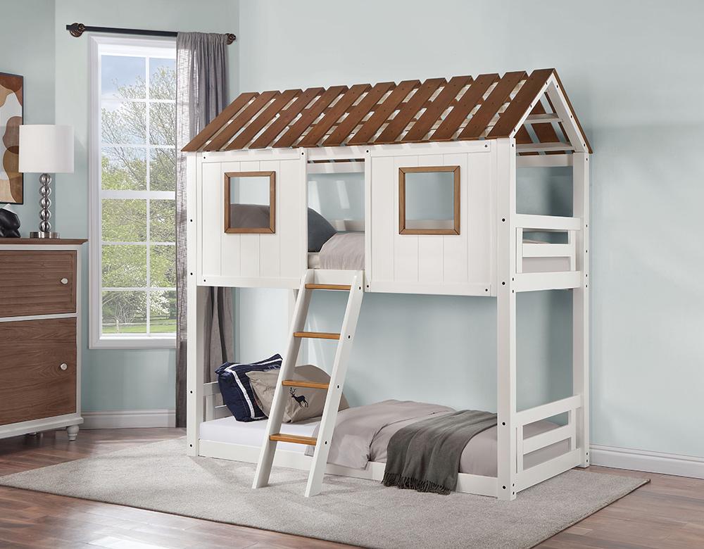 ACME Furniture - Inara Bunk Bed (T/T) - White & Rustic Oak Finish - BD02051 veiw 1