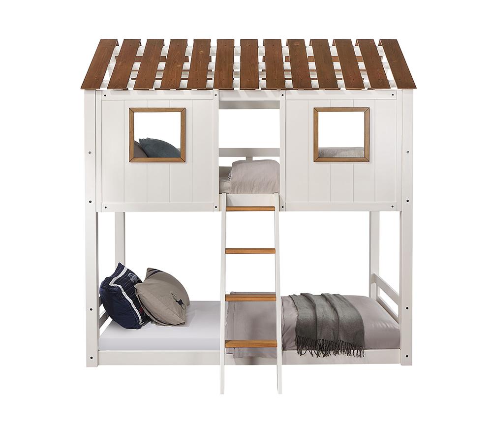 ACME Furniture - Inara Bunk Bed (T/T) - White & Rustic Oak Finish - BD02051 veiw 3