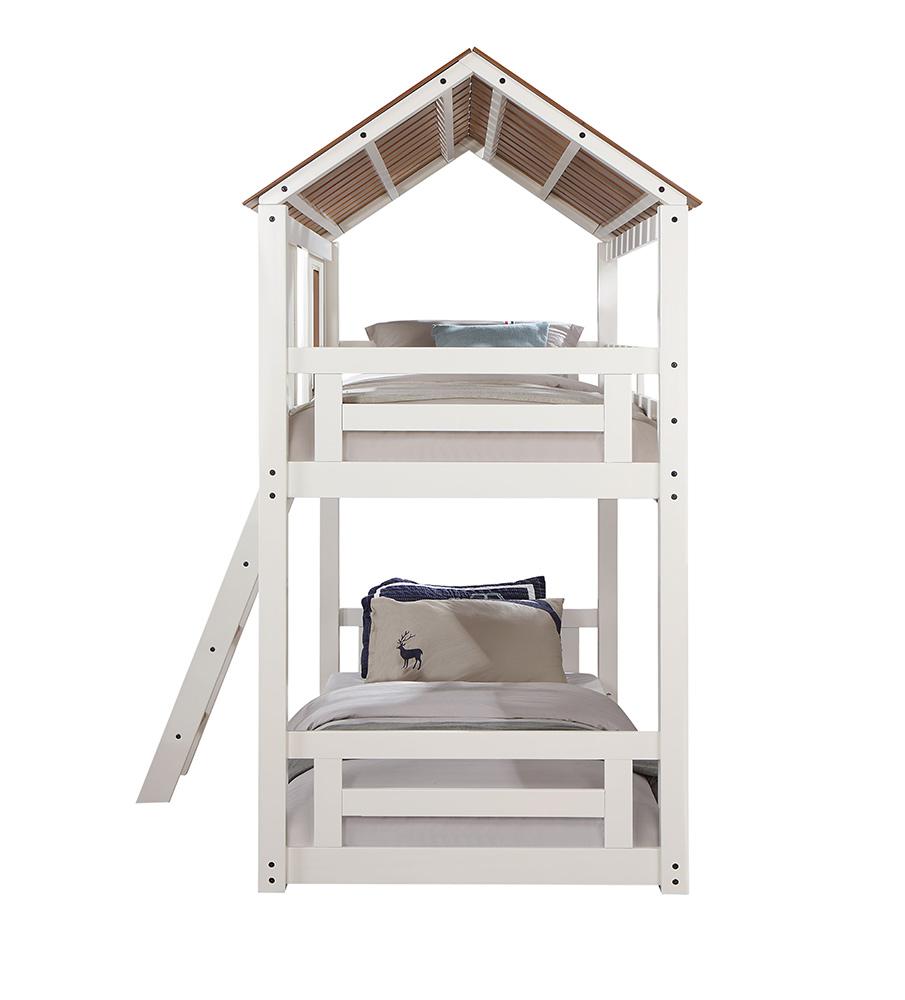 ACME Furniture - Inara Bunk Bed (T/T) - White & Rustic Oak Finish - BD02051 veiw 4
