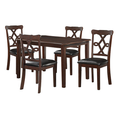 ACME Furniture - Ingeborg 5Pc Pack Dining Set - Black Synthetic Leather & Espresso - 71835 veiw 1