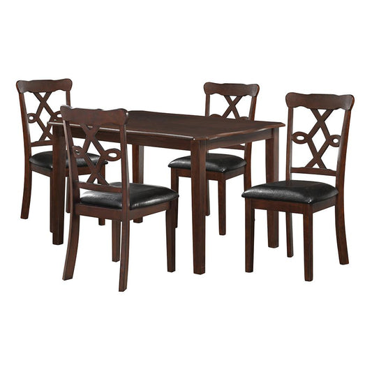 ACME Furniture - Ingeborg 5Pc Pack Dining Set - Black Synthetic Leather & Espresso - 71835 veiw 1