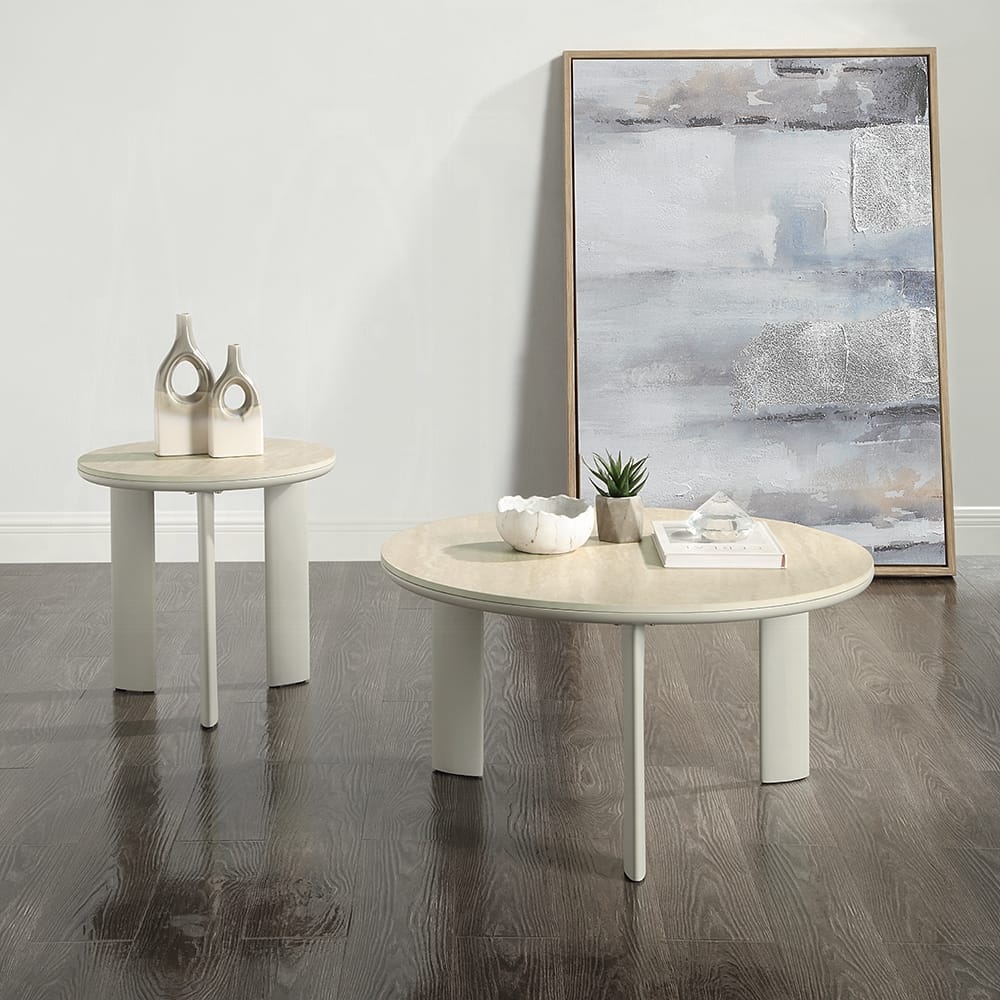 ACME Furniture - Ingram End Table - Ceramic Top & Light Gray Finish - LV03116 view 4