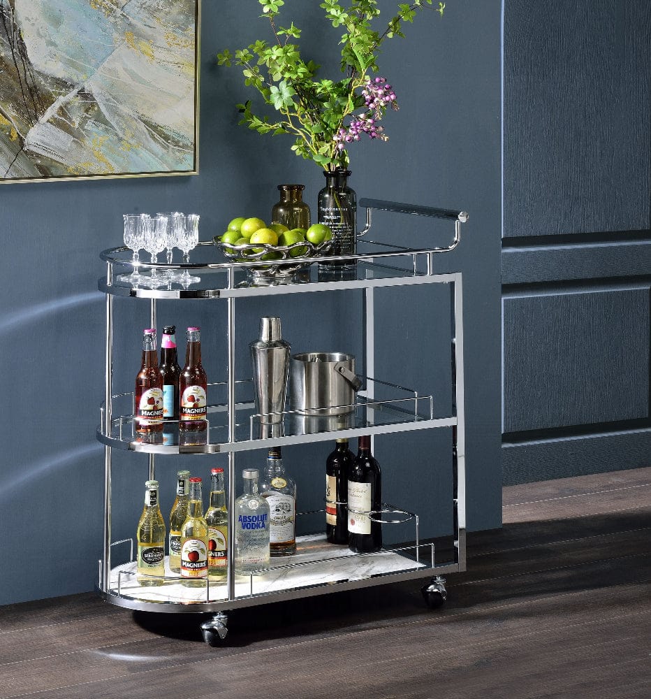 ACME Furniture - Inyo Serving Cart - Clear Glass & Chrome - AC00161 view 3
