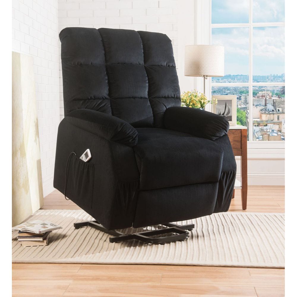 ACME Furniture - Ipompea - Recliner w/Power Lift & Massage - Black Velvet - 59262A view 2