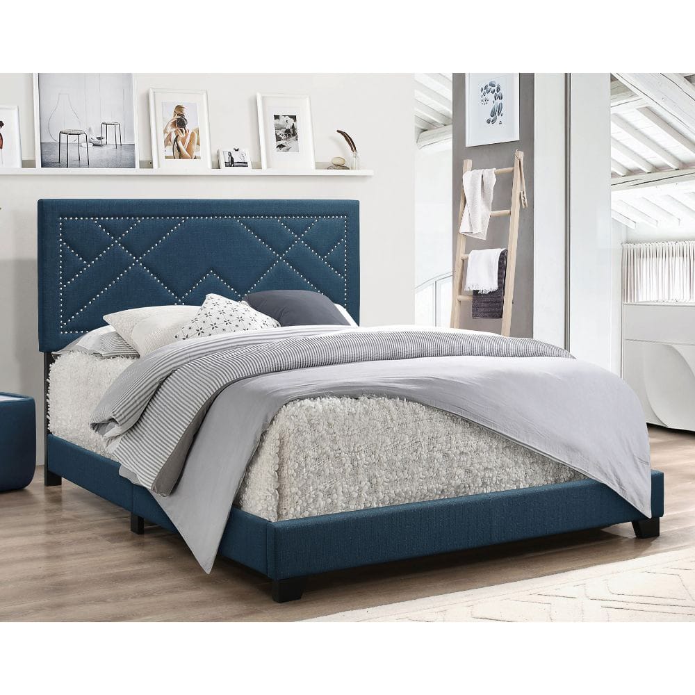 ACME Furniture - Ishiko - Eastern King Bed - Dark Teal Linen - 20857EK view 2