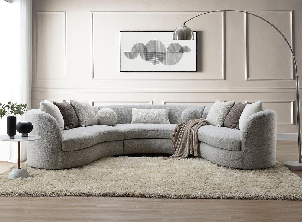 ACME Furniture - Ivria Sectional Sofa w/9 Pillows - Gray Boucle - LV02541 veiw 1