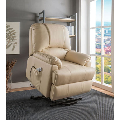 ACME Furniture - Ixora - Recliner w/Power Lift & Massage - Beige Synthetic Leather - 59286A view 3