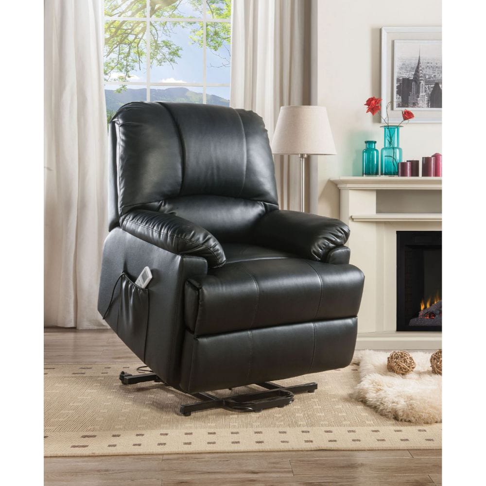 ACME Furniture - Ixora - Recliner w/Power Lift & Massage - Black Synthetic Leather - 59285A view 2