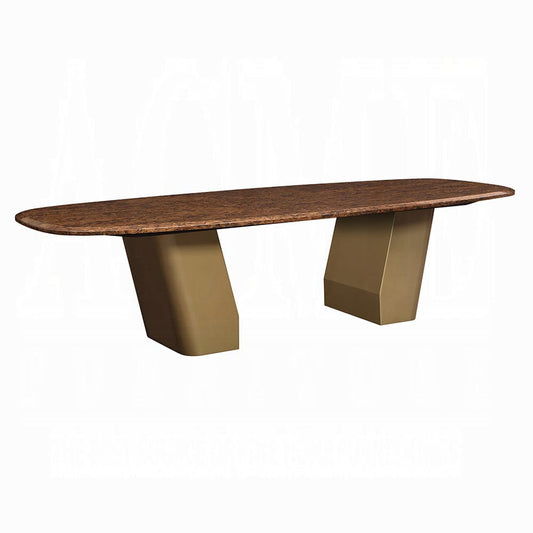 ACME Furniture - Jamonica - Dining Table - Glossy Wood Grain Top & Gold  - DN60020 view 1