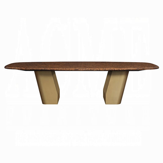 ACME Furniture - Jamonica - Dining Table - Glossy Wood Grain Top & Gold  - DN60020 view 2