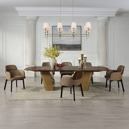 ACME Furniture - Jamonica - Dining Table - Glossy Wood Grain Top & Gold  - DN60020 view 5