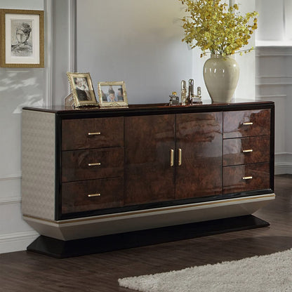 ACME Furniture - Jamonica - Dresser - Glossy Wood Grain Top & Gold  - BD20025 view 4