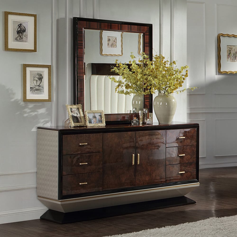 ACME Furniture - Jamonica - Dresser - Glossy Wood Grain Top & Gold  - BD20025 view 5