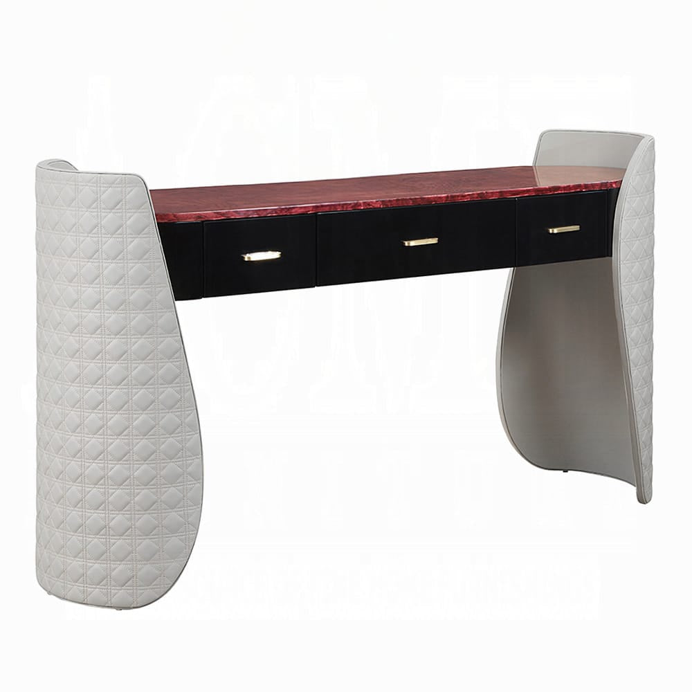 ACME Furniture - Jamonica - Vanity Desk - Gray Synthetic Leather & Glossy Wood Grain Top  - AC20020 view 1